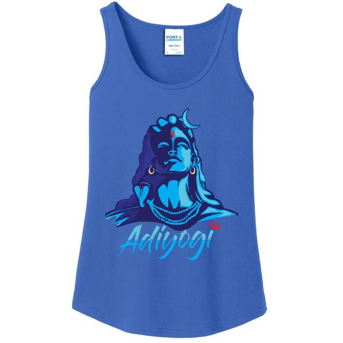 Adiyogi Or Adhi Yogi Shiva Mahadev Blue Hindu Maha Shivratri Funny Gift Ladies Essential Tank