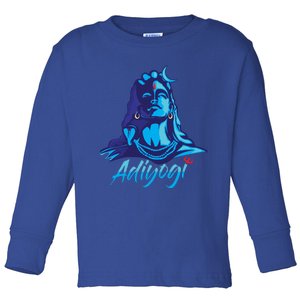 Adiyogi Or Adhi Yogi Shiva Mahadev Blue Hindu Maha Shivratri Funny Gift Toddler Long Sleeve Shirt