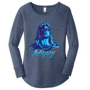 Adiyogi Or Adhi Yogi Shiva Mahadev Blue Hindu Maha Shivratri Funny Gift Women's Perfect Tri Tunic Long Sleeve Shirt