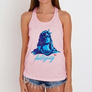 Adiyogi Or Adhi Yogi Shiva Mahadev Blue Hindu Maha Shivratri Funny Gift Women's Knotted Racerback Tank