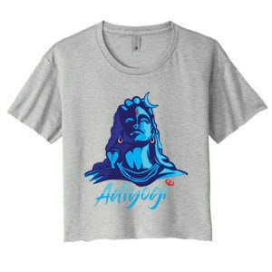 Adiyogi Or Adhi Yogi Shiva Mahadev Blue Hindu Maha Shivratri Funny Gift Women's Crop Top Tee