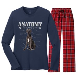 Anatomy Of A Great Dane Funny Cute Dog Mom Dad Women's Long Sleeve Flannel Pajama Set 