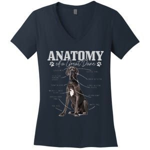 Anatomy Of A Great Dane Funny Cute Dog Mom Dad Women's V-Neck T-Shirt