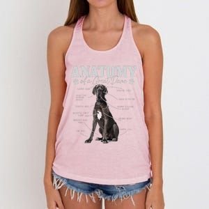 Anatomy Of A Great Dane Funny Cute Dog Mom Dad Women's Knotted Racerback Tank