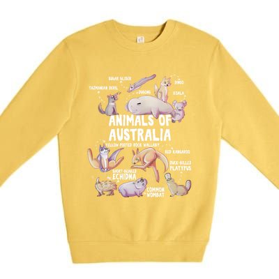 Animals Of Australia Australian Animal Educational Gift Cute Premium Crewneck Sweatshirt