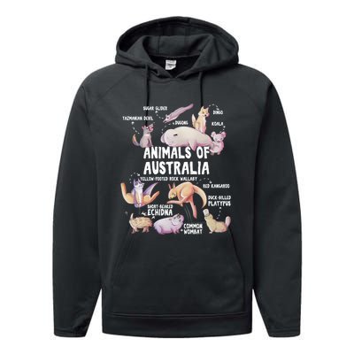 Animals Of Australia Australian Animal Educational Gift Cute Performance Fleece Hoodie