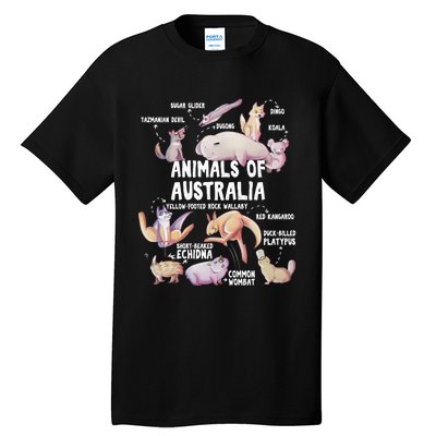 Animals Of Australia Australian Animal Educational Gift Cute Tall T-Shirt