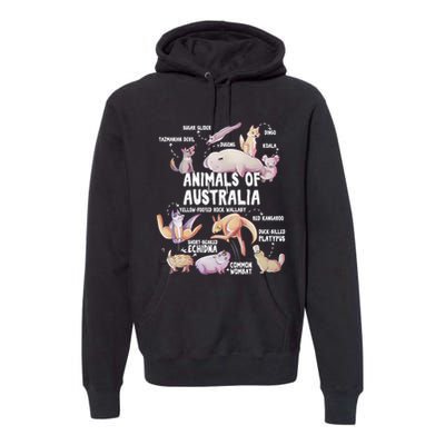 Animals Of Australia Australian Animal Educational Gift Cute Premium Hoodie