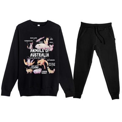 Animals Of Australia Australian Animal Educational Gift Cute Premium Crewneck Sweatsuit Set