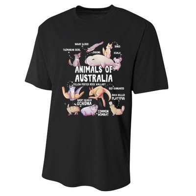 Animals Of Australia Australian Animal Educational Gift Cute Performance Sprint T-Shirt