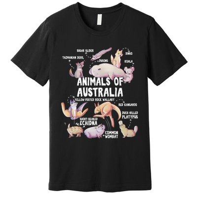 Animals Of Australia Australian Animal Educational Gift Cute Premium T-Shirt