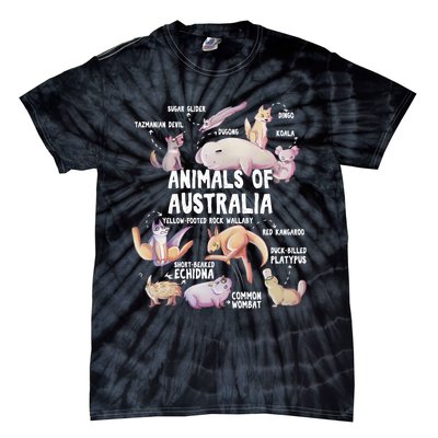 Animals Of Australia Australian Animal Educational Gift Cute Tie-Dye T-Shirt