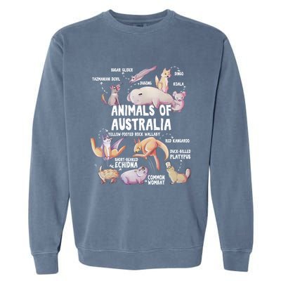 Animals Of Australia Australian Animal Educational Gift Cute Garment-Dyed Sweatshirt