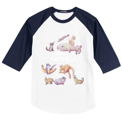 Animals Of Australia Australian Animal Educational Gift Cute Baseball Sleeve Shirt