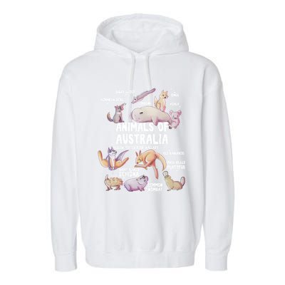 Animals Of Australia Australian Animal Educational Gift Cute Garment-Dyed Fleece Hoodie