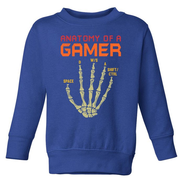 Anatomy Of A Gamer Skeleton Hand Funny Gamer Ns Gift Toddler Sweatshirt