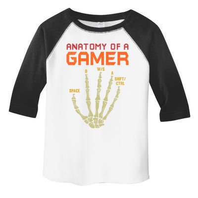 Anatomy Of A Gamer Skeleton Hand Funny Gamer Ns Gift Toddler Fine Jersey T-Shirt