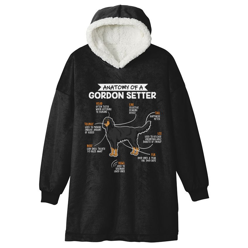 Anatomy Of A Gordon Setter Fun Dog M.A.S.T.E.RS Lady Hooded Wearable Blanket