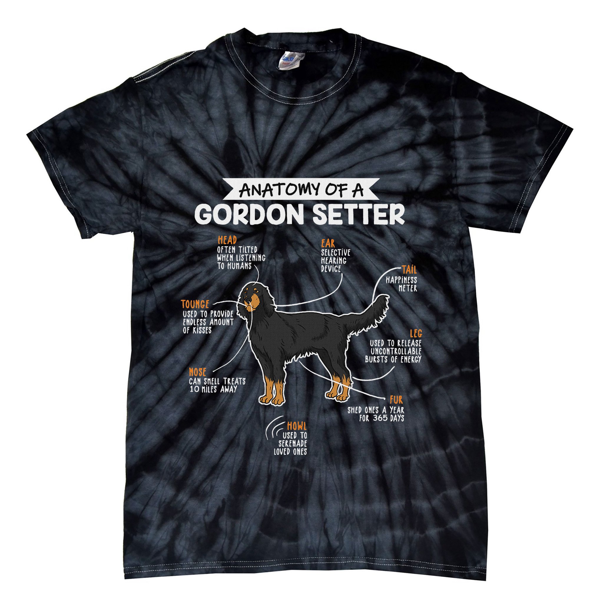 Anatomy Of A Gordon Setter Fun Dog M.A.S.T.E.RS Lady Tie-Dye T-Shirt