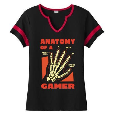 Anatomy Of A Gamer Skeleton Hand Guide Gift Ladies Halftime Notch Neck Tee