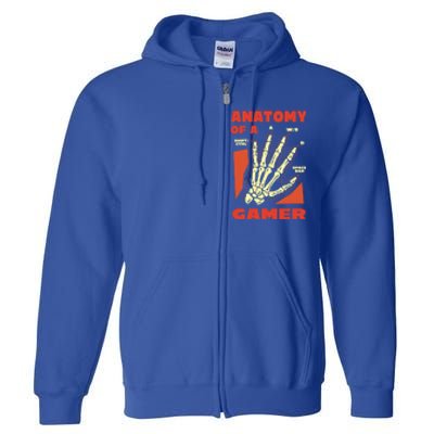 Anatomy Of A Gamer Skeleton Hand Guide Gift Full Zip Hoodie