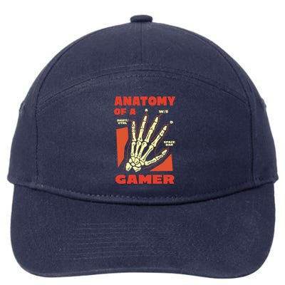 Anatomy Of A Gamer Skeleton Hand Guide Gift 7-Panel Snapback Hat