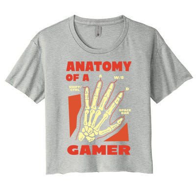 Anatomy Of A Gamer Skeleton Hand Guide Gift Women's Crop Top Tee