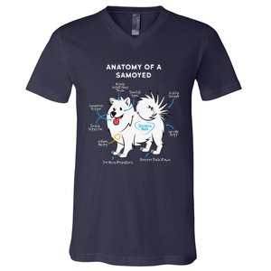 Anatomy Of A Samoyed Funny Dog Master Mistress V-Neck T-Shirt