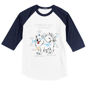 Anatomy Of A Samoyed Funny Dog Master Mistress Baseball Sleeve Shirt