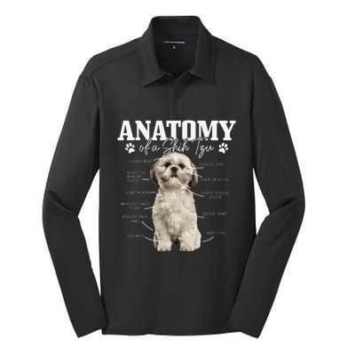 Anatomy Of A Shih Tzu Dog Funny Cute Pitbull Mom Pitbull Dad Silk Touch Performance Long Sleeve Polo