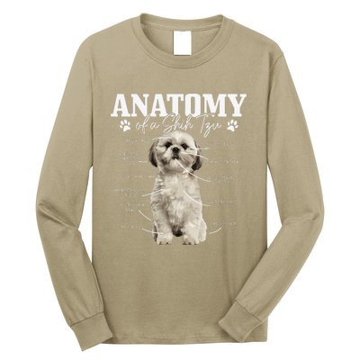 Anatomy Of A Shih Tzu Dog Funny Cute Pitbull Mom Pitbull Dad Long Sleeve Shirt