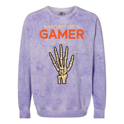 Anatomy Of A Gamer Skeleton Hand Funny Men Kids Teens Colorblast Crewneck Sweatshirt