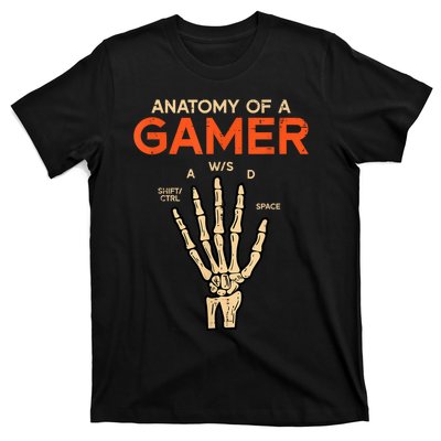 Anatomy Of A Gamer Skeleton Hand Funny Men Kids Teens T-Shirt