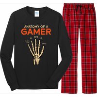 Anatomy Of A Gamer Skeleton Hand Funny Men Kids Teens Long Sleeve Pajama Set