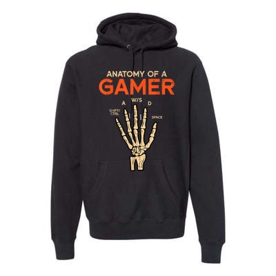 Anatomy Of A Gamer Skeleton Hand Funny Men Kids Teens Premium Hoodie