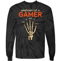 Anatomy Of A Gamer Skeleton Hand Funny Men Kids Teens Tie-Dye Long Sleeve Shirt