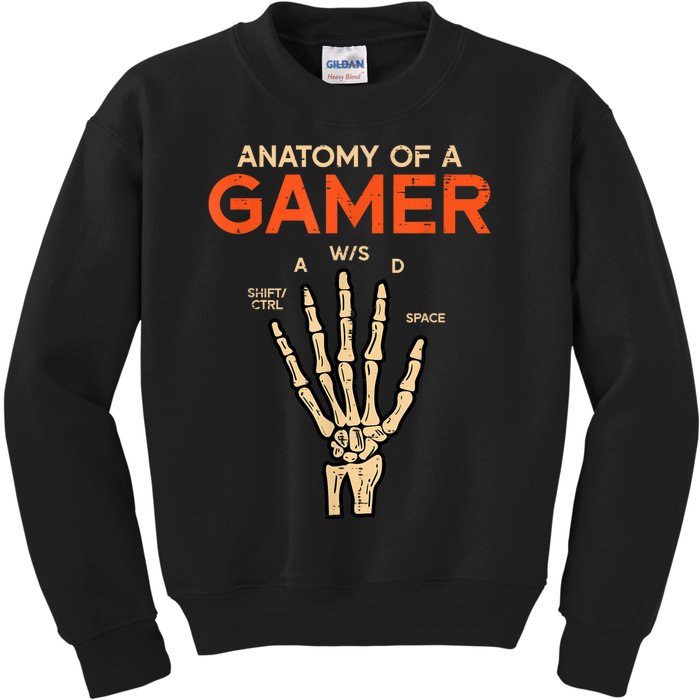 Anatomy Of A Gamer Skeleton Hand Funny Men Kids Teens Kids Sweatshirt