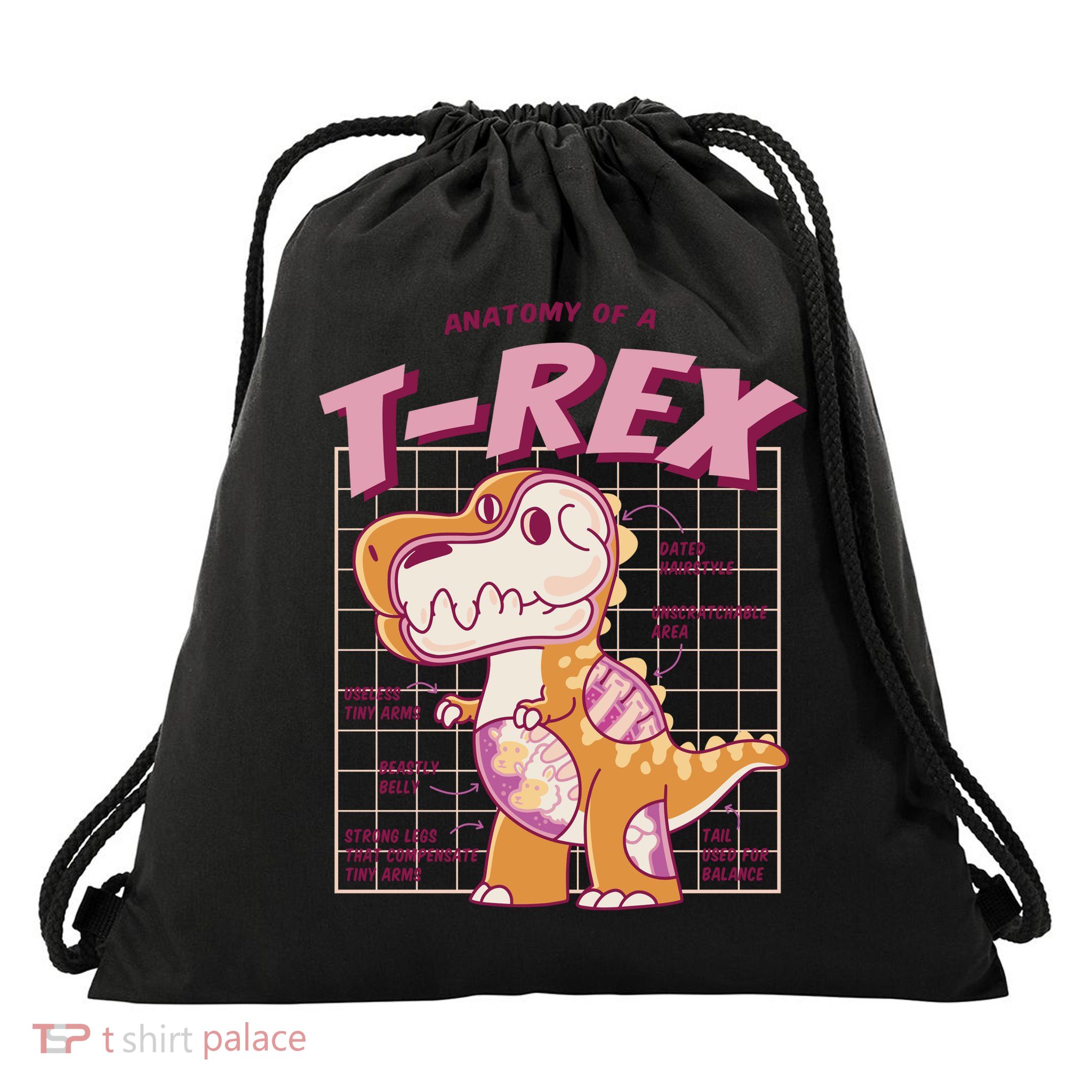 Anatomy Of A T Rex Drawstring Bag