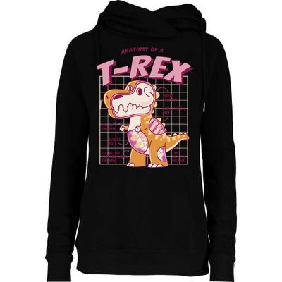 Anatomy Of A T Rex Womens Funnel Neck Pullover Hood
