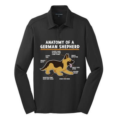 Anatomy Of A Ger Shepherd Dog Gift Silk Touch Performance Long Sleeve Polo