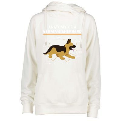 Anatomy Of A Ger Shepherd Dog Gift Womens Funnel Neck Pullover Hood