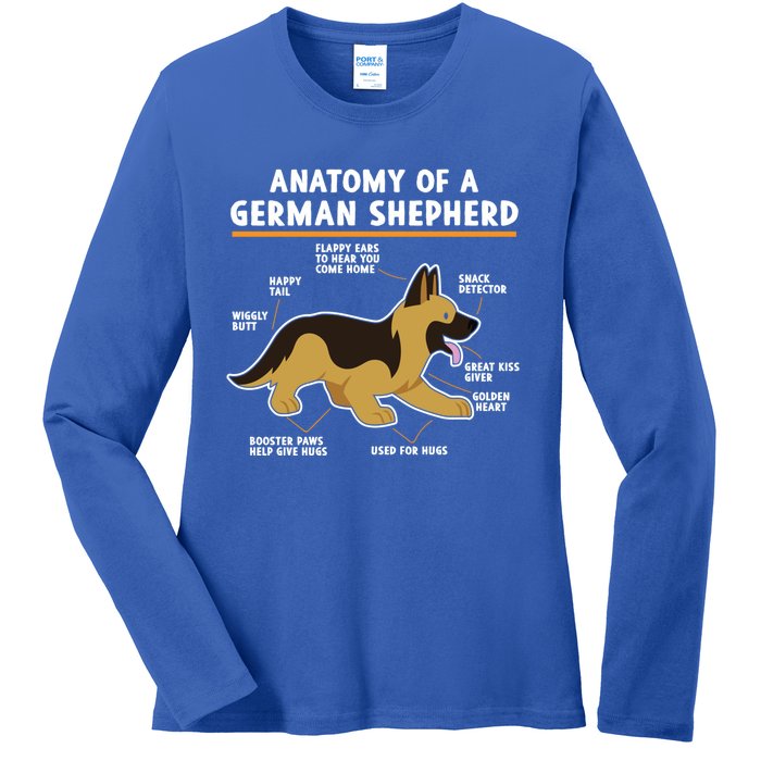 Anatomy Of A Ger Shepherd Dog Gift Ladies Long Sleeve Shirt