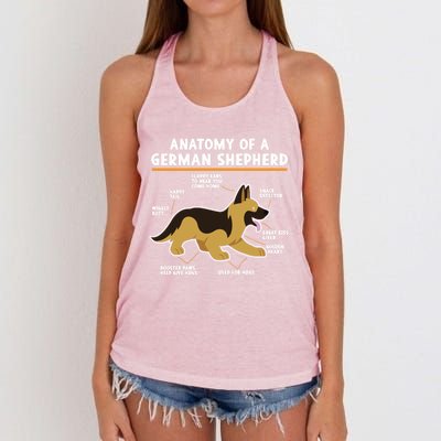 Anatomy Of A Ger Shepherd Dog Gift Women's Knotted Racerback Tank