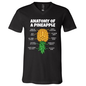 Anatomy Of A Pineapple Swinger Funny Upside Down Pineapple Great V-Neck T-Shirt