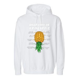 Anatomy Of A Pineapple Swinger Funny Upside Down Pineapple Great Garment-Dyed Fleece Hoodie