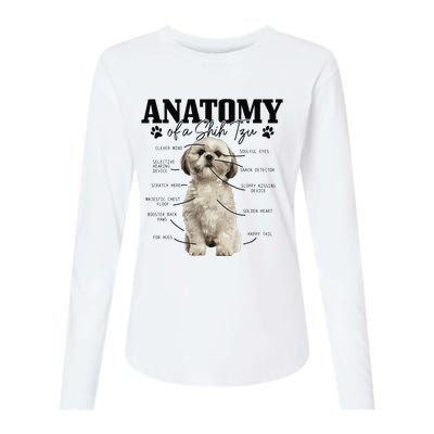 Anatomy Of A Shih Tzu Dog Funny Cute Shih Tzu Mom Dad Womens Cotton Relaxed Long Sleeve T-Shirt