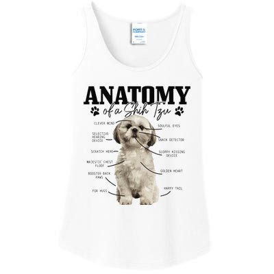 Anatomy Of A Shih Tzu Dog Funny Cute Shih Tzu Mom Dad Ladies Essential Tank