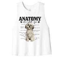 Anatomy Of A Shih Tzu Dog Funny Cute Shih Tzu Mom Dad Women's Racerback Cropped Tank