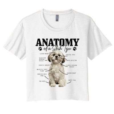 Anatomy Of A Shih Tzu Dog Funny Cute Shih Tzu Mom Dad Women's Crop Top Tee