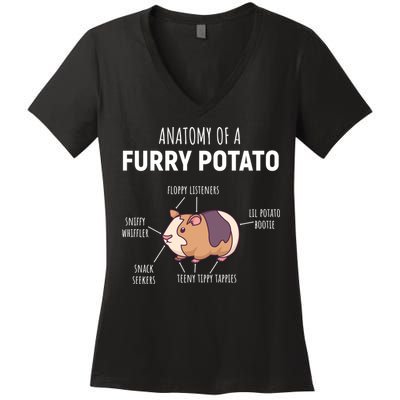 Anatomy Of A Furry Potato Funny Guinea Pig Lover Gift Women's V-Neck T-Shirt
